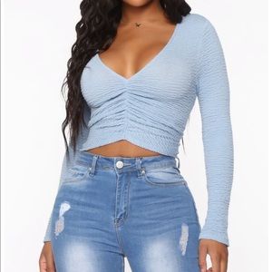 Aleena blue long sleeve top
